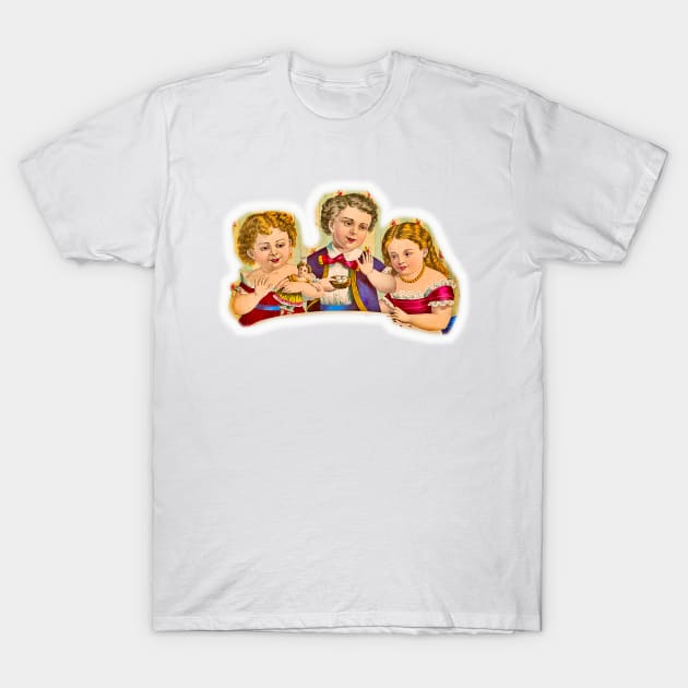 Three children drawn and graceful in vintage colors T-Shirt by Marccelus